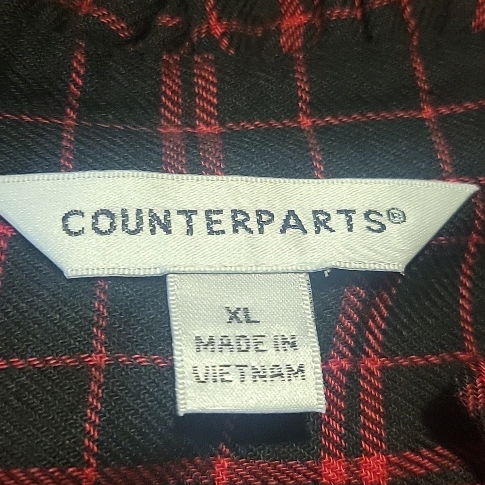 Counterparts Womans Classic Red Plaid Half Way Button Down Blouse, Size: XL, NWT - Picture 8 of 12
